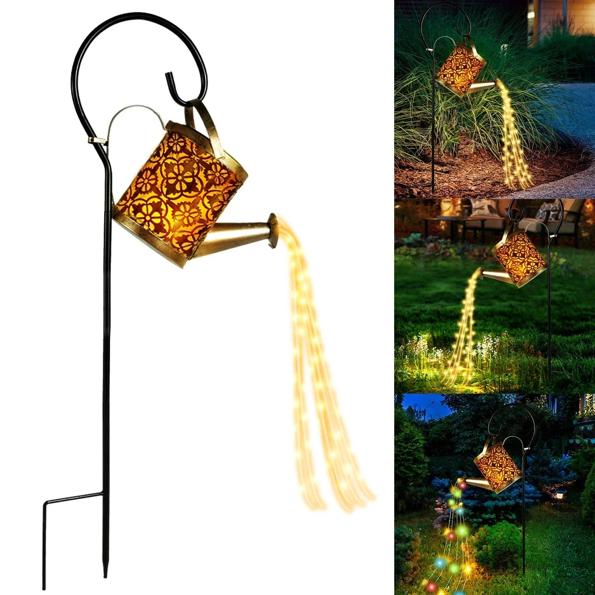 Solar-Powered LED Watering Can Lantern – Waterproof Hanging Kettle Light for Outdoor Garden & Lawn Decor