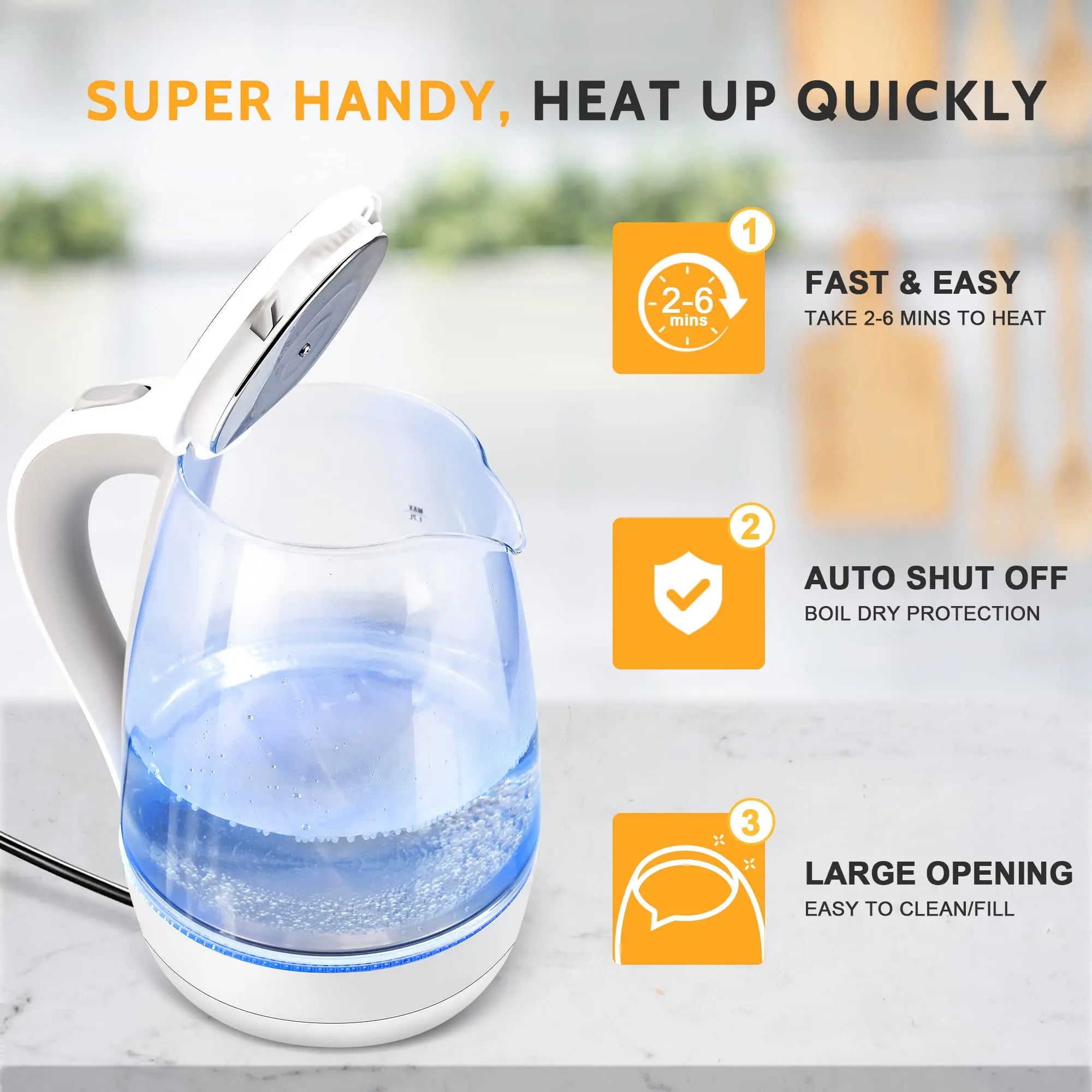 Electric Kettle- Electric Kettle with Water Dispenser - 1.7L Elegant Glass Tea Pot, 1100W Fast Boiling, LED Indicator, Auto-Shutoff