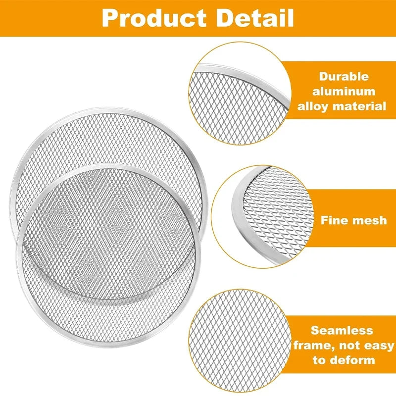 Round Pizza Baking Tray 8/10/12/14 inch DIY Pizza Screen Baking Tray Metal Net Non-stick Mold For Oven Seamless Aluminum Pizza Screen