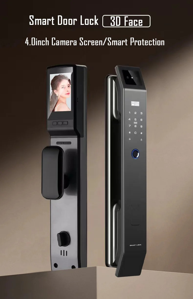 Digital Door Lock With Camera 3D Face Recognition, FIngerprint, Password, Keyless Electronic