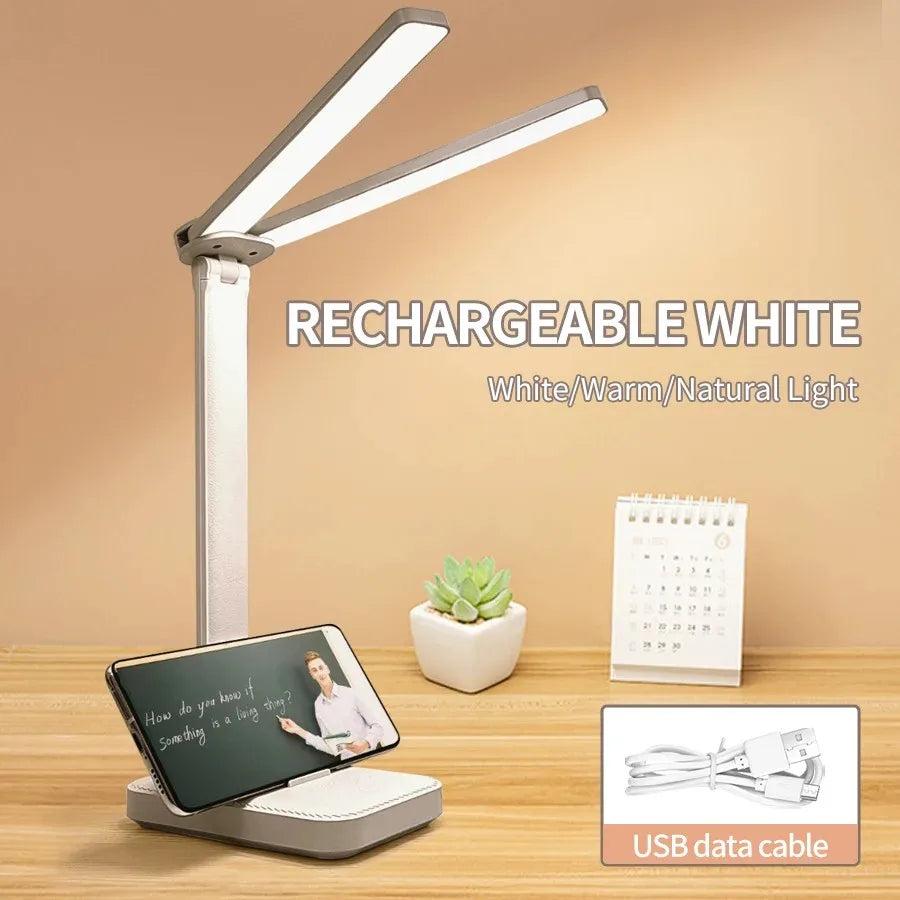 LED Desk Lamp– USB Rechargeable – Foldable - 3-Level Dimmable Touch Lamp with Eye Protection