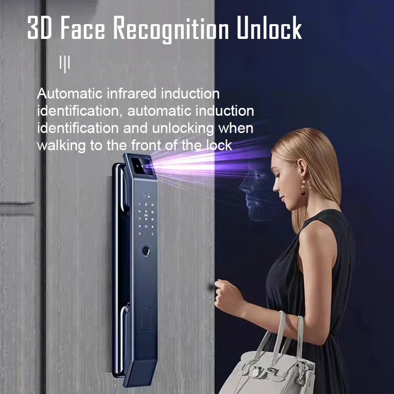 Electronic Door Lock-3D Face Recognition, Unlock Digital Door Lock With Camera FIngerprint Password Unlock Keyless