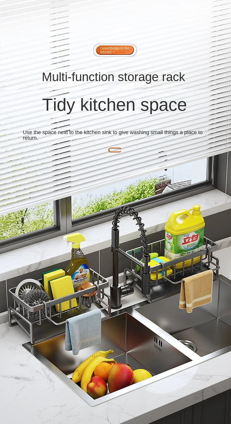 Kitchen Rack-Stainless steel shelf, sponge drain rack, sink drainage rack, dishwashing supplies, dishcloth storage, drainage rack