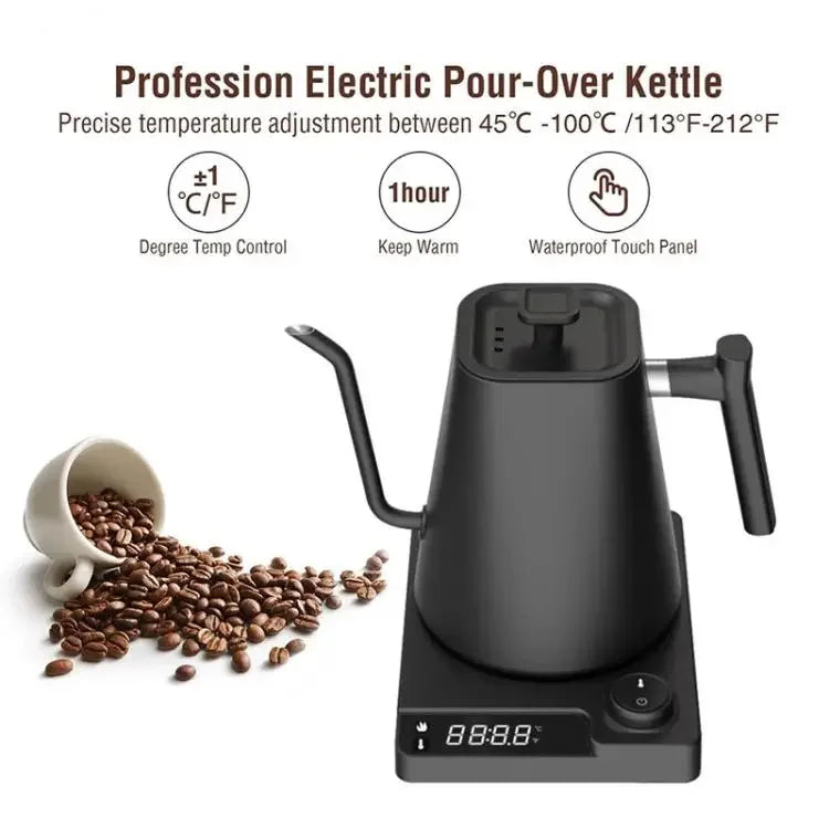 Electric Gooseneck Kettle – 1200W Fast Heating with Temp Control, Ideal for Pour-Over Coffee & Tea