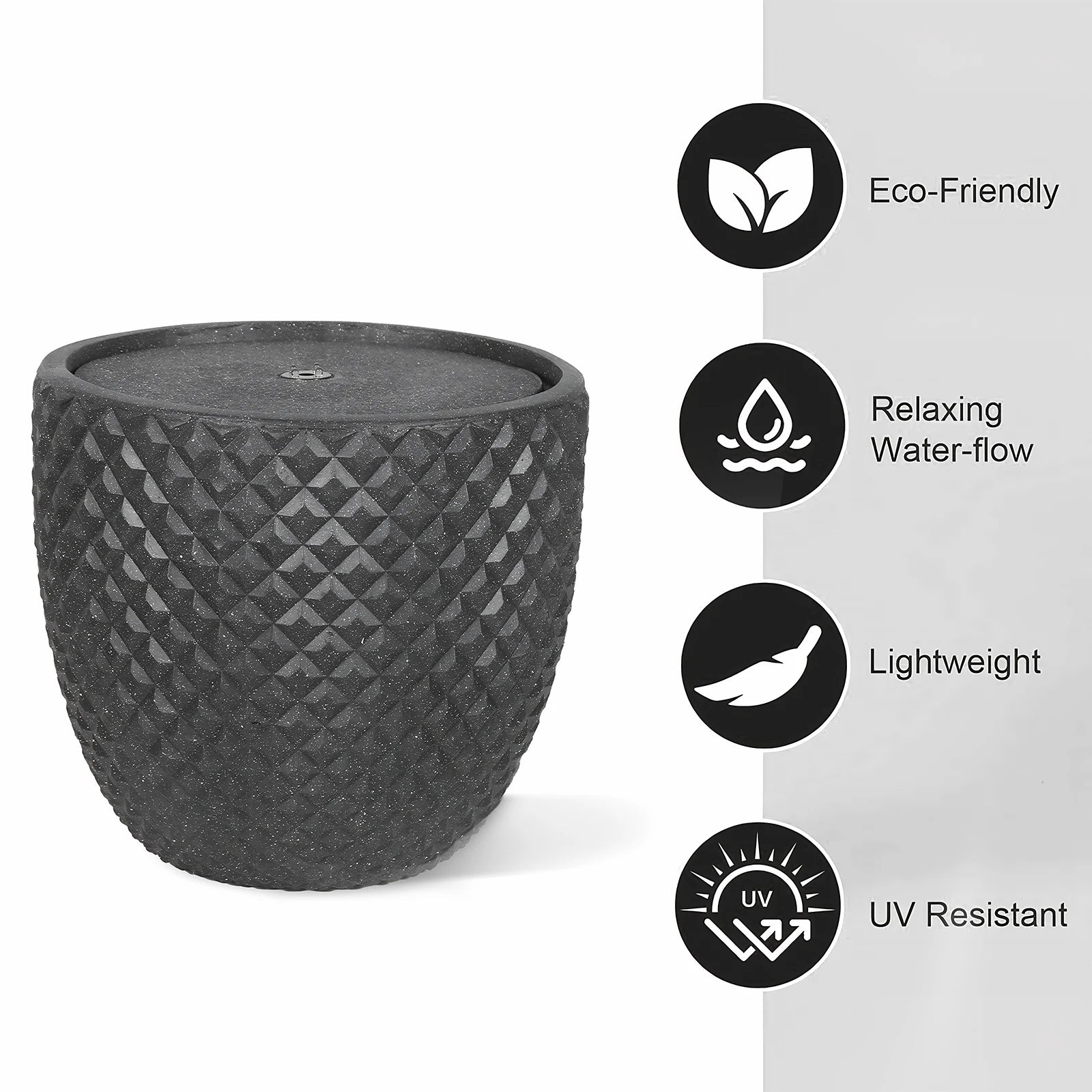 Water Fountain-LEDs Lights, Solar Powered, Water Pump, 13 In High, Freestanding Fountain, Garden