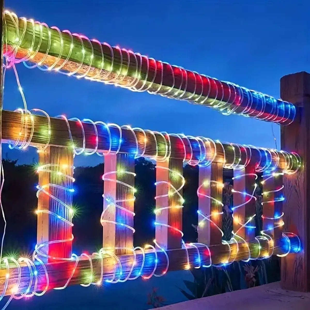Solar-Powered LED Rope String Lights – 50/100/200 LEDs, 8 Modes, Waterproof Outdoor Decor for Garden & Walkways