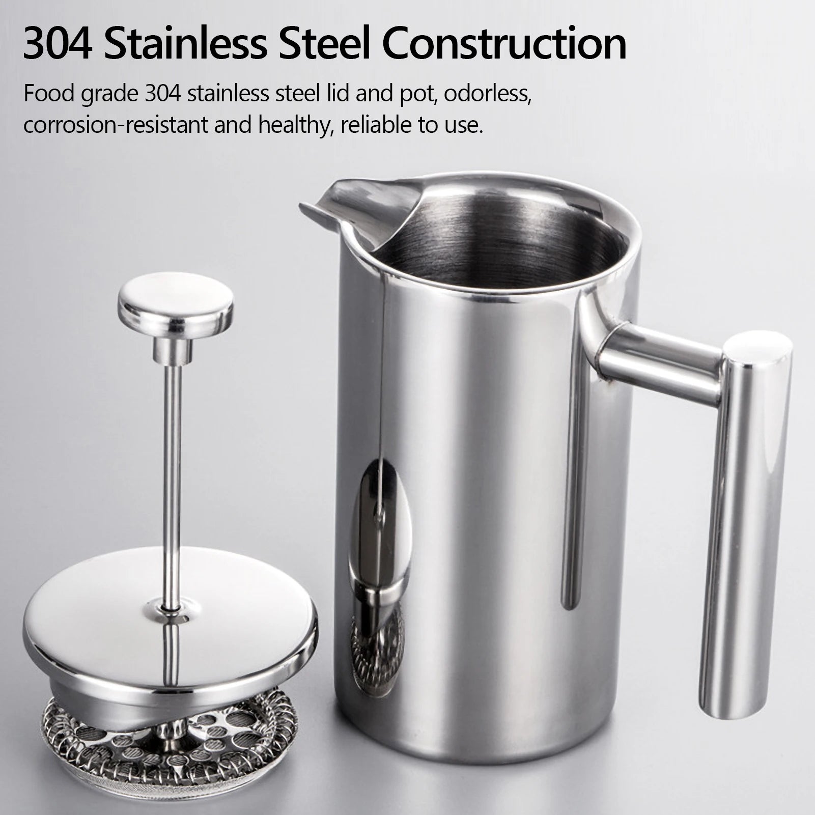 Home Kitchen: Coffee Maker: Stainless Steel French Press - 350ml/800ml/1000ml Double-Walled Insulated Coffee Pot