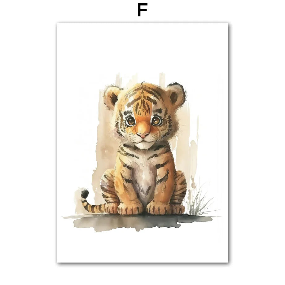 Canvas Wall Art – Adorable Jungle Animal – Elephant, Lion, Giraffe & More Wall Art for Baby or Kids' Room