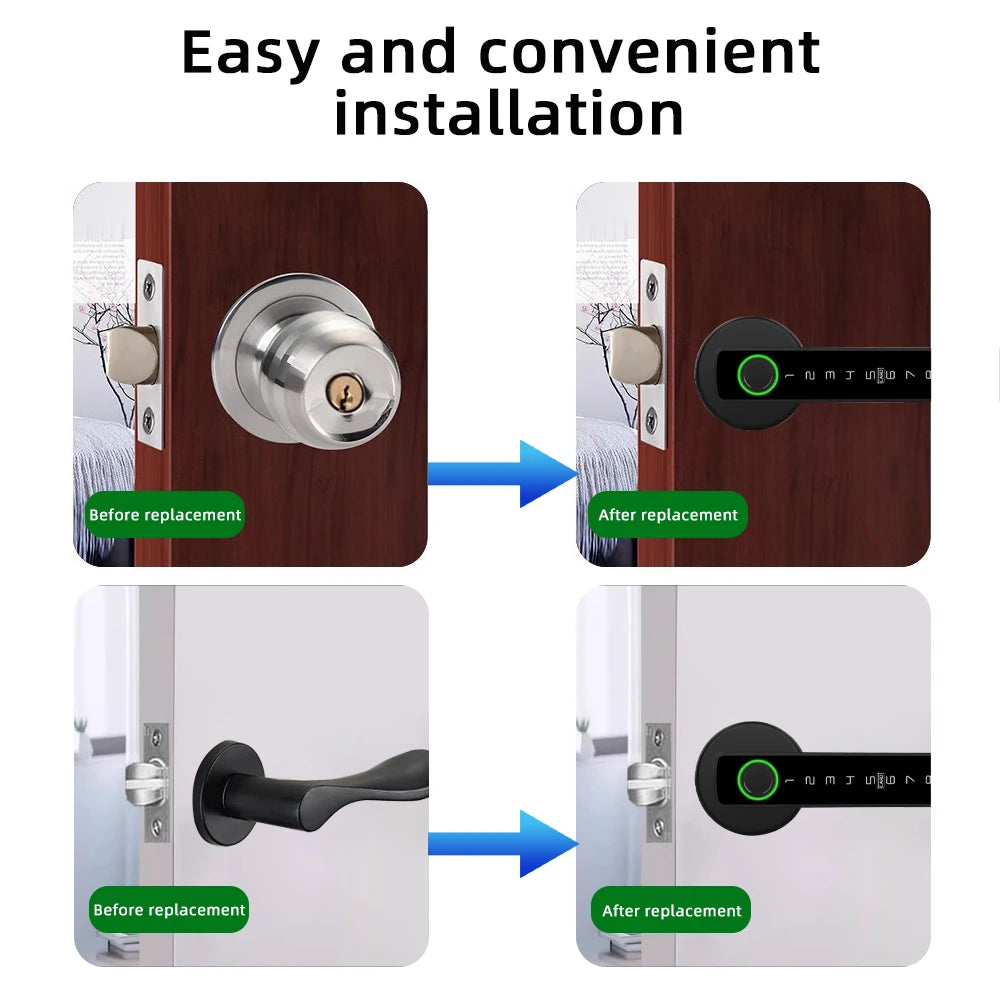 M5 Smart Fingerprint Door Lock by RAYKUBE with Tuya BLE – Password, Key, Card & App Unlock + Free US Delivery