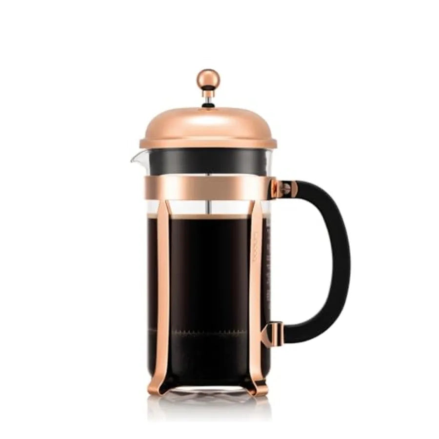 Coffee Maker-French Press, 34oz Chambord French Press, High-Heat Borosilicate Glass, Stainless Steel Copper, Made in Portugal