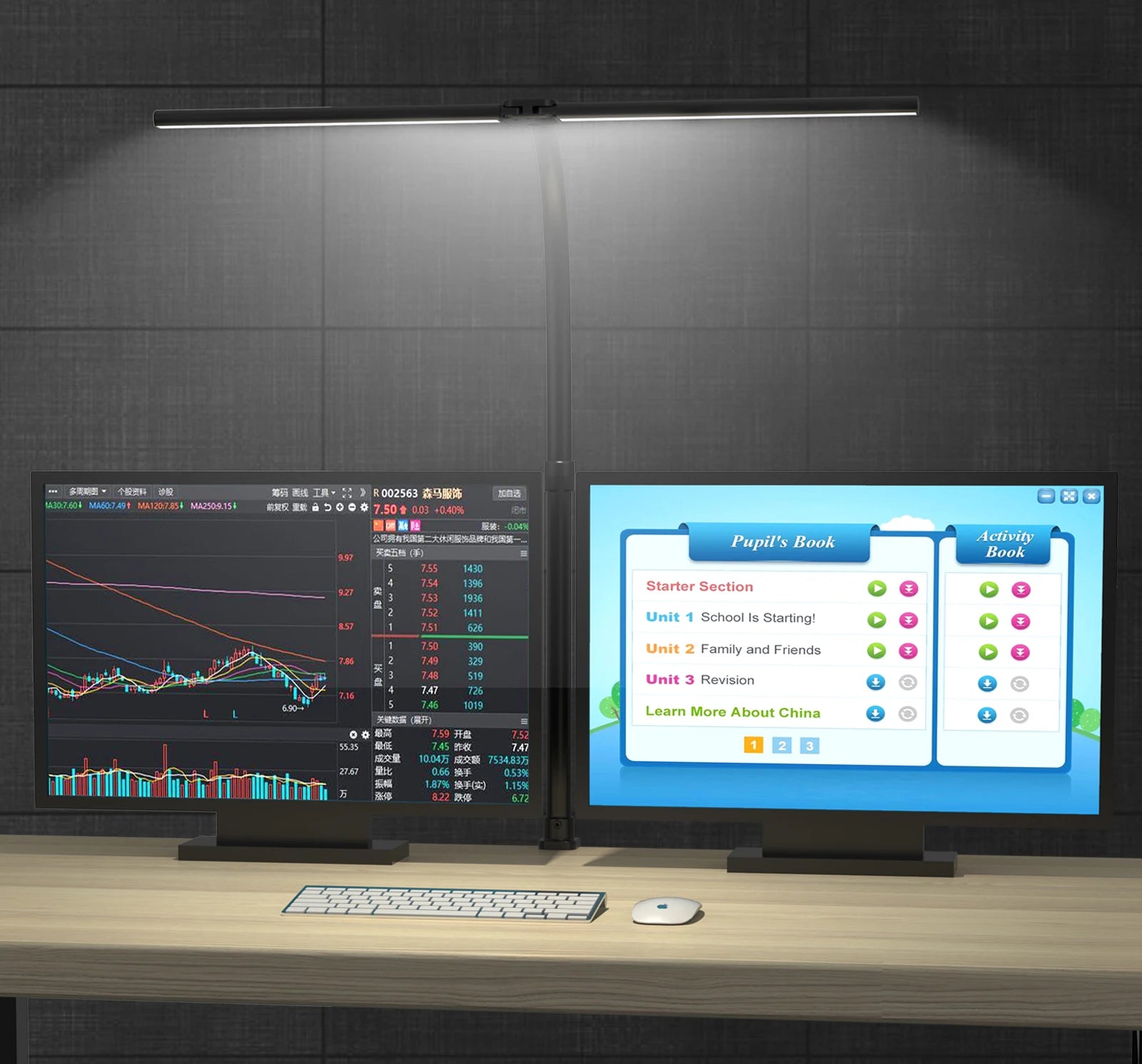 LAOPAO Double Head LED Desk Lamp Architect Desk Lamps Office 24W Brightest 5Color Modes and 5 Dimmable Eye Protection lamp