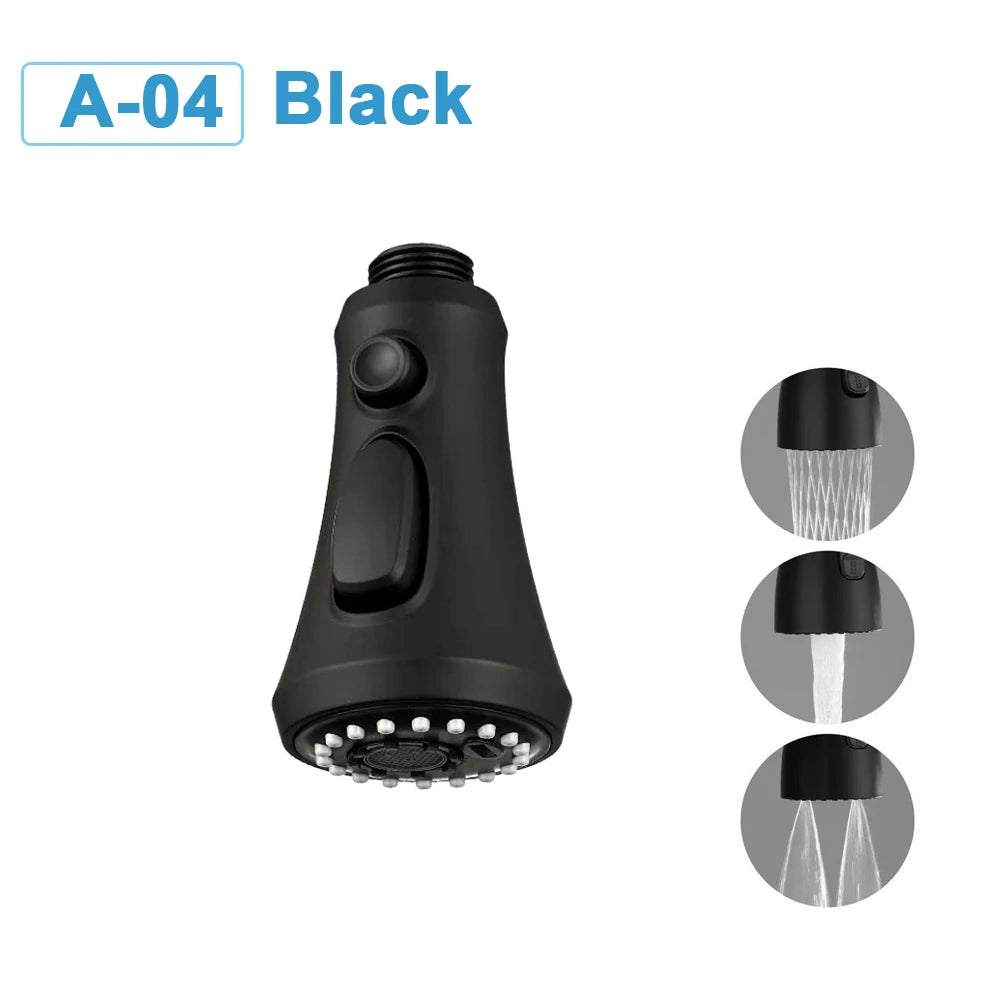 Kitchen Faucet-Head Pull Out Shower Nozzle, G1/2,  Sprayer Bathroom Sink Tap Replacement Accessory Black Silver Golden Head Aerator