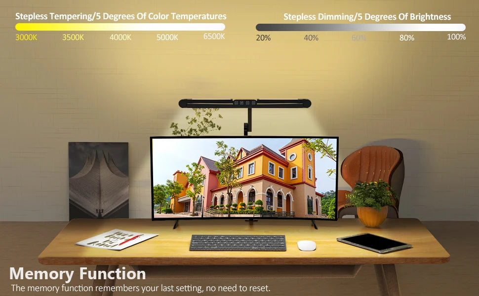 LED Desk Lamp – Architect with Clamp – Auto-Dimming 24W Ultra Bright Light for Office & Study