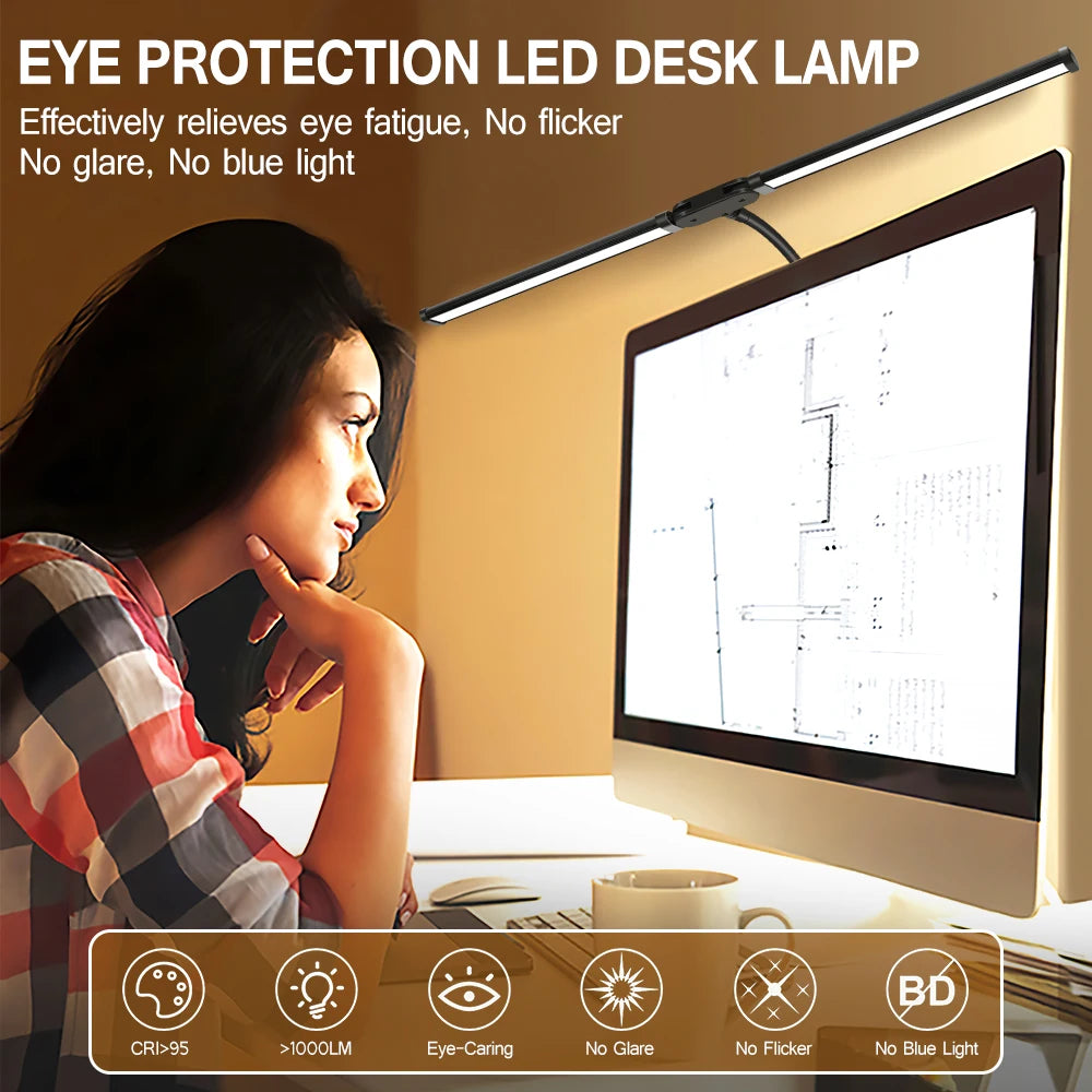 Home Decor: Lighting: LED Table Lamp - Double/Single Head - USB Dimmable - PC Monitor Light - Reading Lights Eye Protection - 3 Color Modes