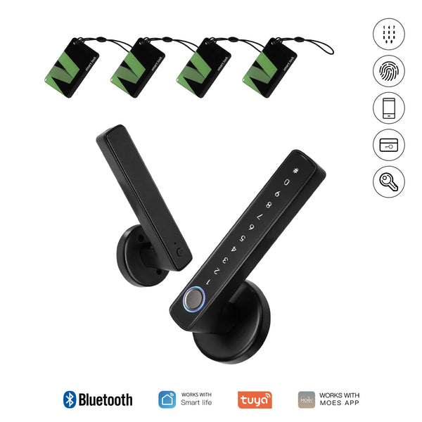 Digital Electronic Lock-MOES Tuya, Bluetooth, Smart Fingerprint, Door Handle, Electronic, Password APP Remote Unlock Hotel Apartment Office Rental House