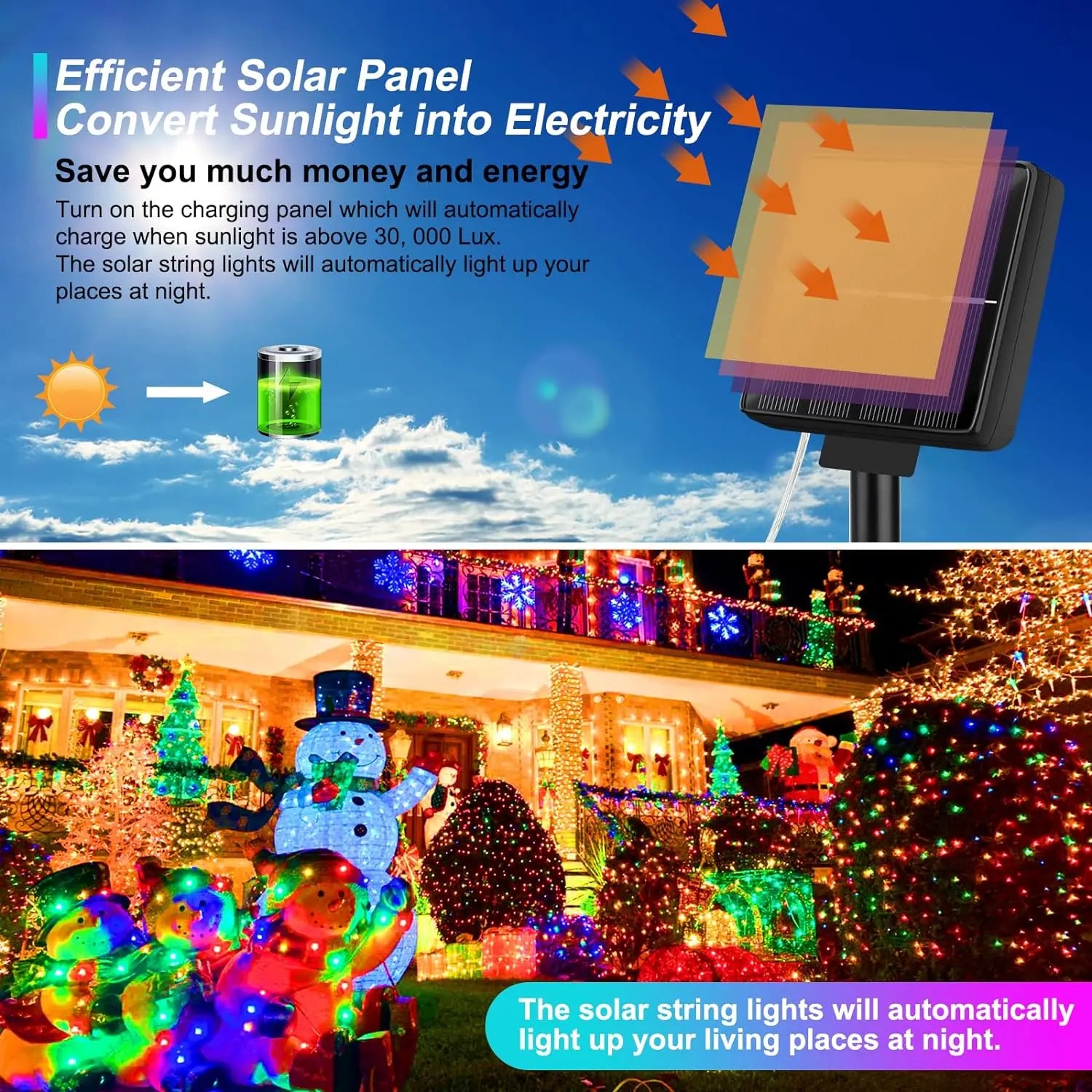 LED Solar Light-Solar Light Outdoor Lamp, String Lights, 4Pack 400 LED, Holiday, Christmas, Party, Waterproof Fairy Lights Garden Garland Copper