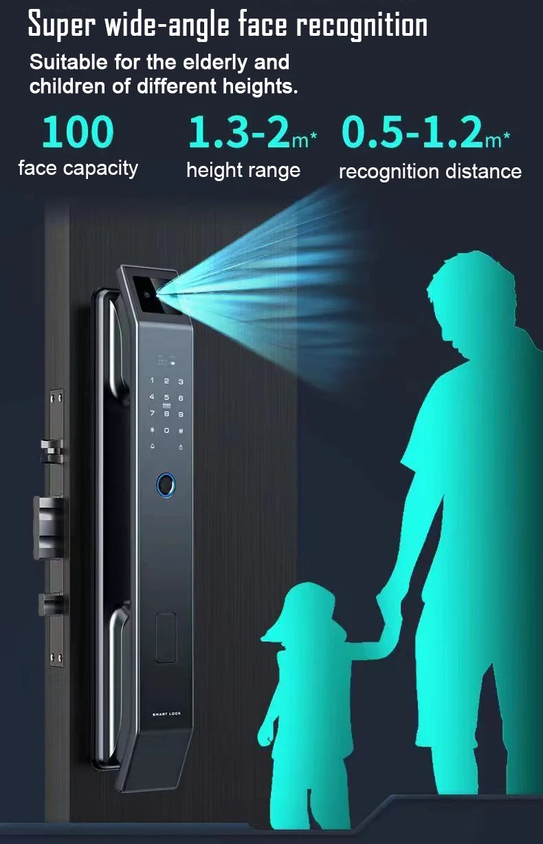 Digital Door Lock With Camera 3D Face Recognition, FIngerprint, Password, Keyless Electronic