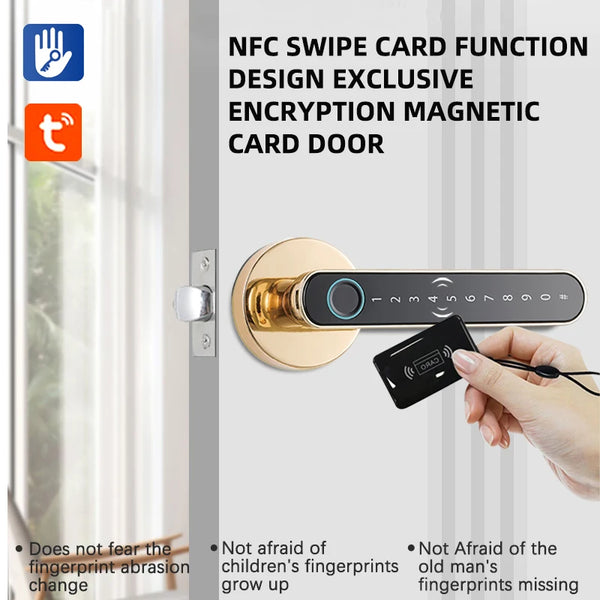 Digital Electronic Lock-Smart Fingerprint Door Lock, Handle, With Key card, Digital Door Lock Keypad, Keyless Entry