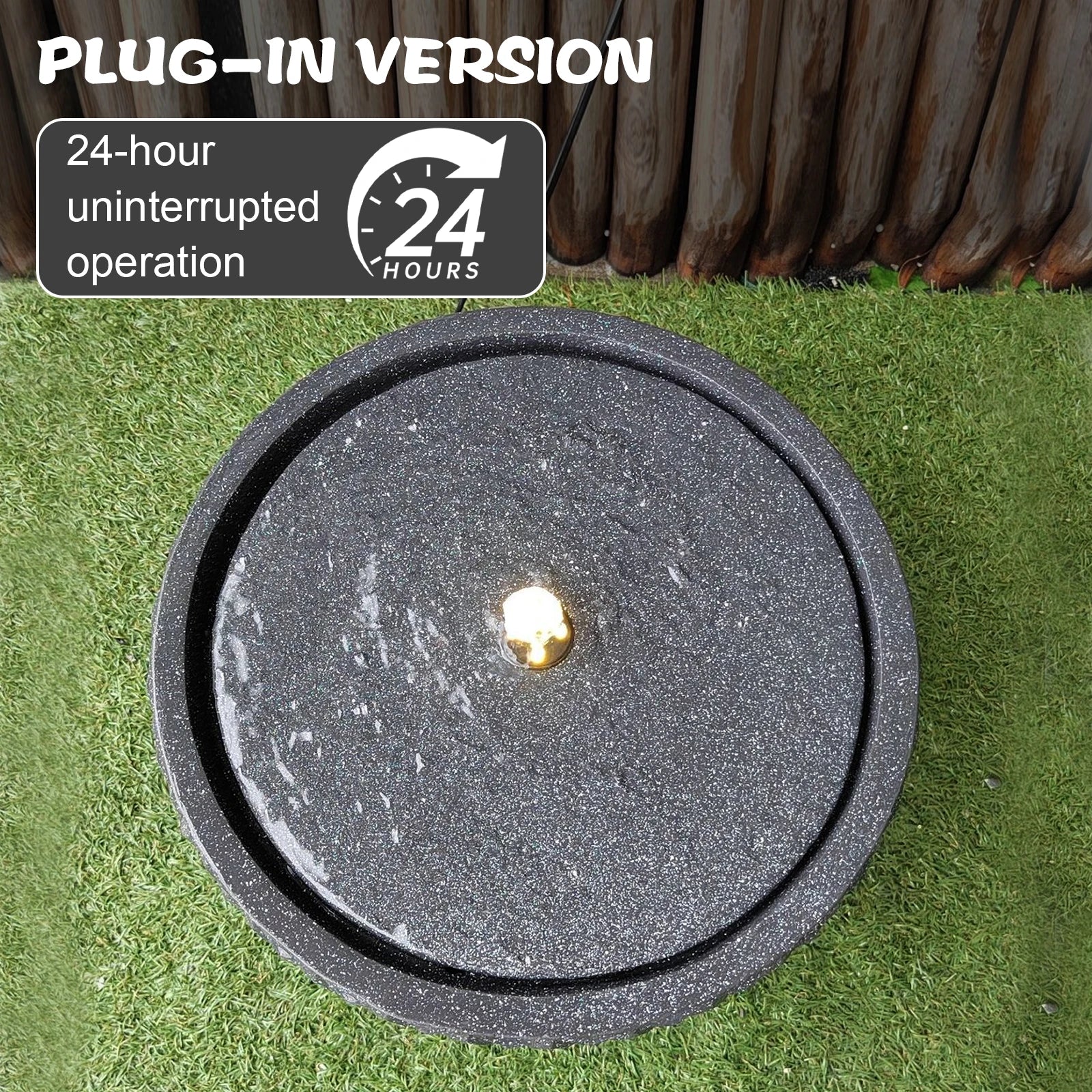 Water Fountain-LED Lights, Solar Powered, Water Pump, 14 In High, Freestanding Fountain, Garden Fountain