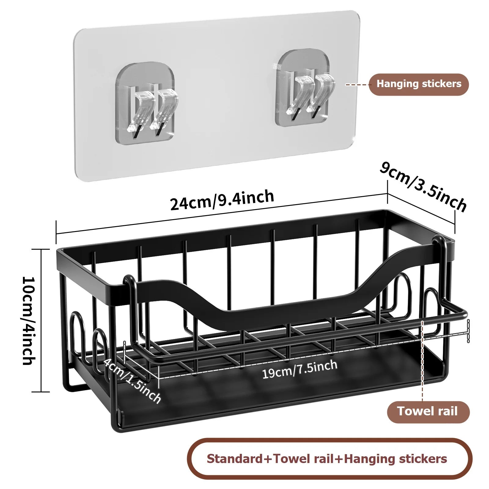 Home Kitchen: Organizer Rack: Hanging Wall Mount or Sink Draining Basket Shelf - Non-Perforated - Great for Kitchen Bathroom