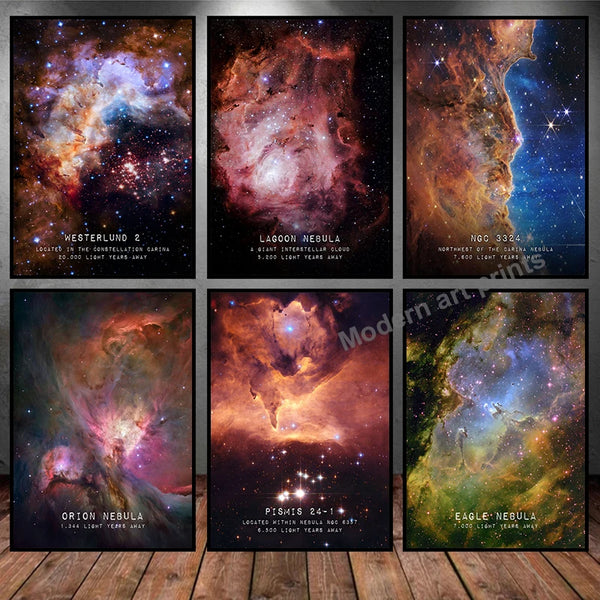 Canvas Painting-Universe Space Poster Veil Rosette Nebula Black Hole Galaxy Canvas Painting Planet Modern Wall Art Pictures Bedroom Home Decor