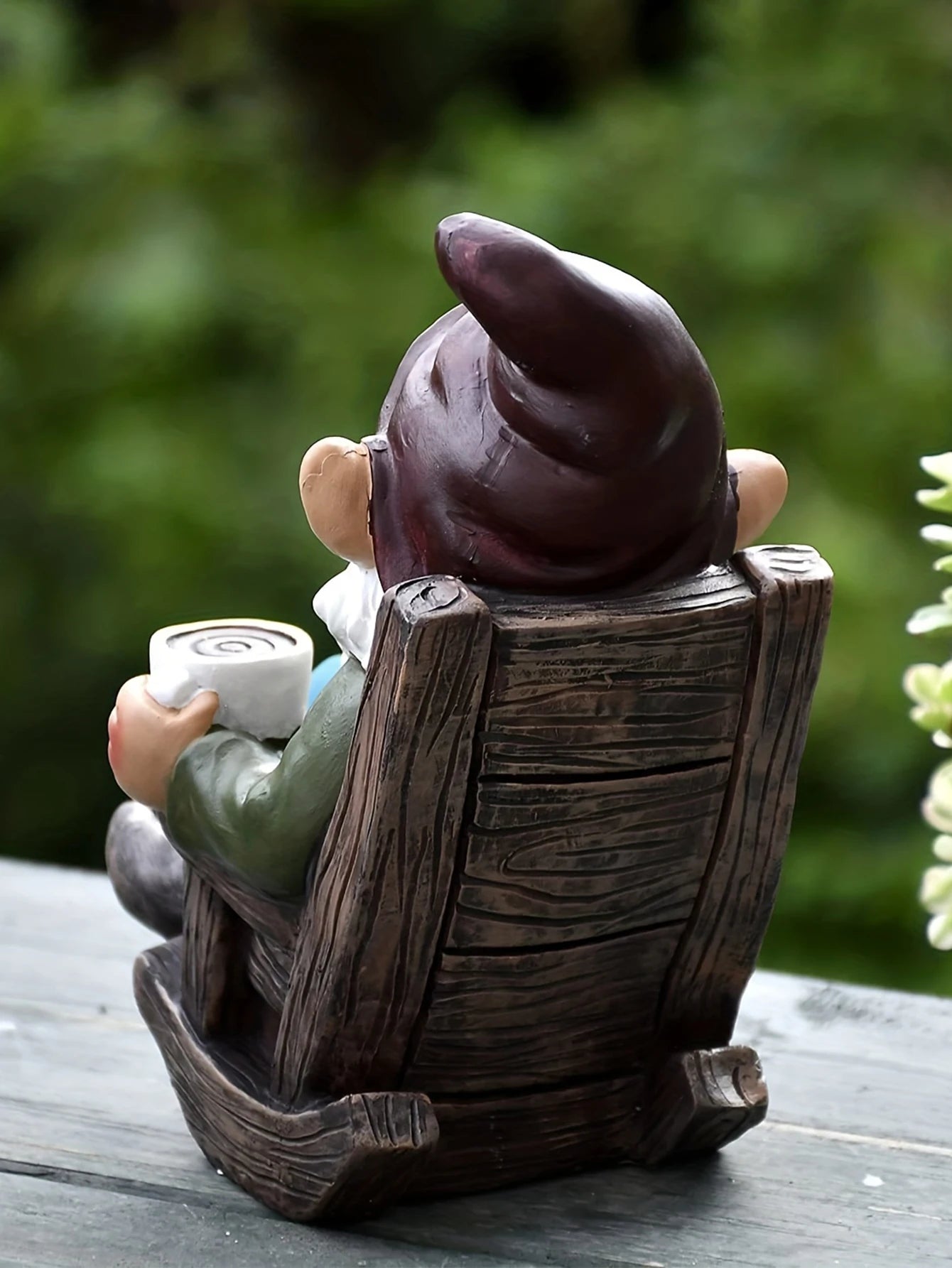 Outdoor Garden: Figurine: Gnome Dwarf Rocking Chair - 6x4x3in