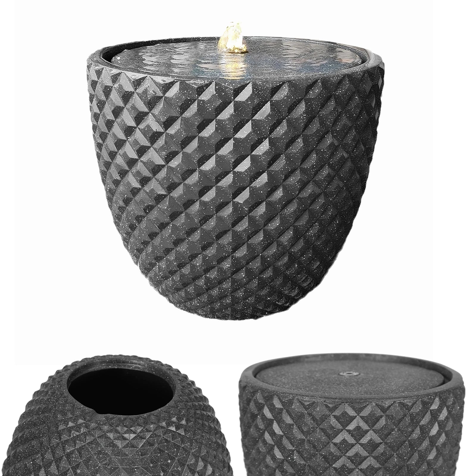 Water Fountain-LED Lights, Solar Powered, Water Pump, 14 In High, Freestanding Fountain, Garden Fountain