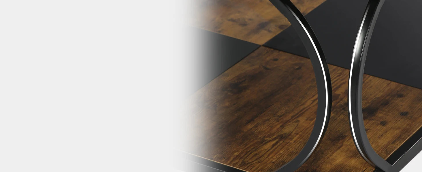 Coffee Table-Tribesigns Square Coffee Table, with 2 Tiers, 40 inches, Low Farmhouse Coffee Table, with Wood Storage Shelf, Heavy Duty Metal Curve