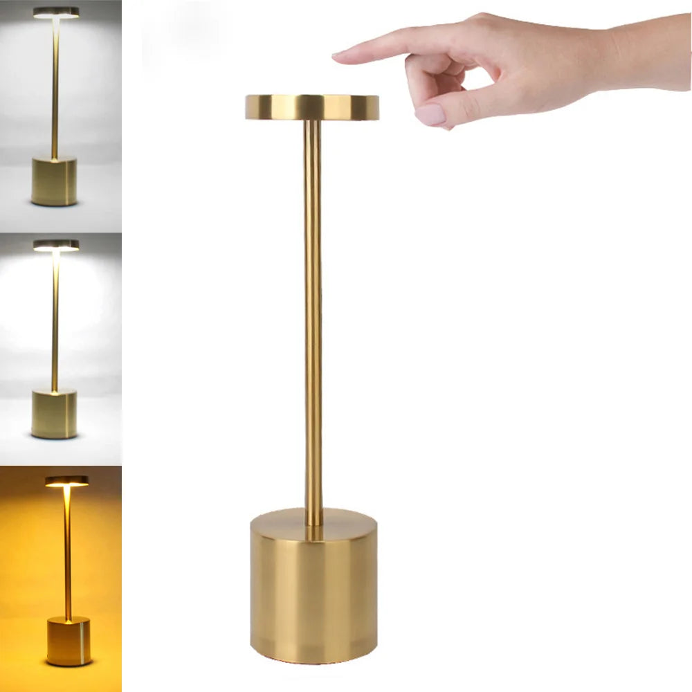 LED Table Lamp – Classic USB Rechargeable – Stepless Dimming Touch Desk Lamp with 3 Colors
