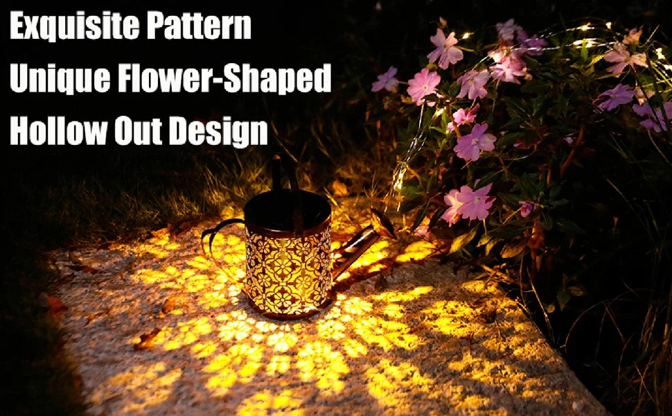 Solar-Powered LED Watering Can Lantern – Waterproof Hanging Kettle Light for Outdoor Garden & Lawn Decor