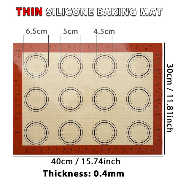 Baking Mat-Silicone Baking Mat, Thin 0.4mm, Reusable Non Stick, Heat Resistant, Bakeware Sheets Liner, Baking Tools for Cookie