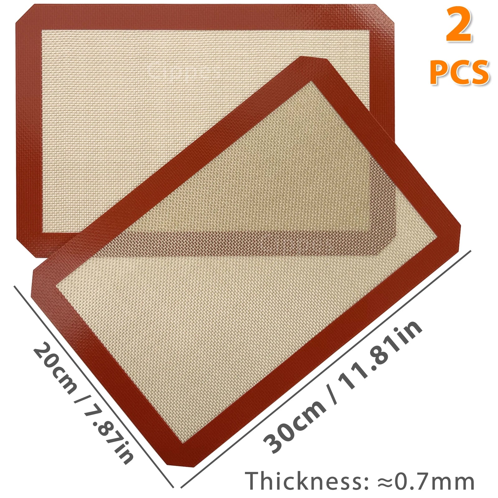 Baking Mat, Non-Stick, Reusable, Silicone–for Oven, 2 Sizes 30/42cm, Heat Resistant, Bakeware Sheets - 1PC, 2PCS