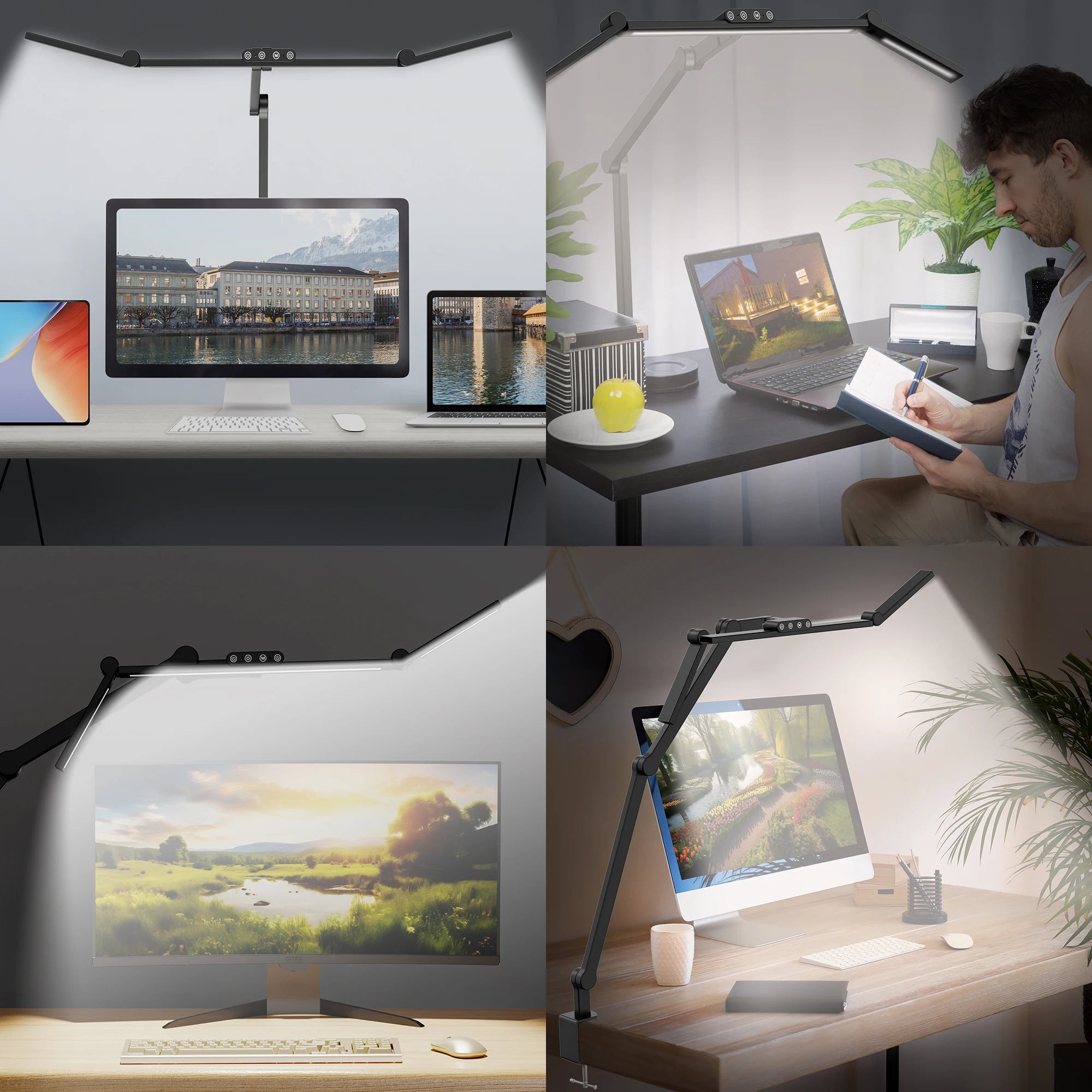 LED Desk Lamp – Architect with Clamp – Auto-Dimming 24W Ultra Bright Light for Office & Study