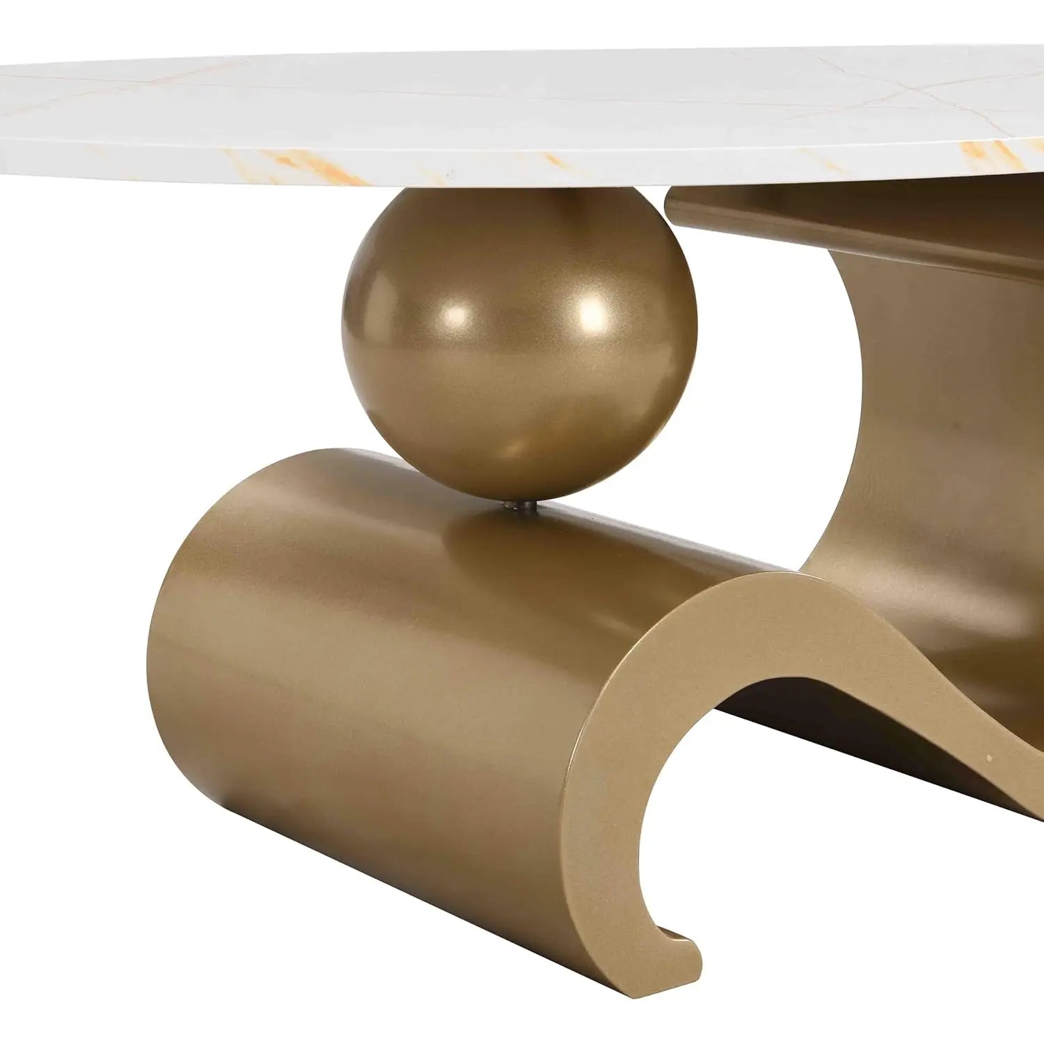 Coffee Table Set-Modern Nesting Oval Coffee Table Set, Faux Marble Top, Gold Metal Base, Living Room, 2pcs, Customized