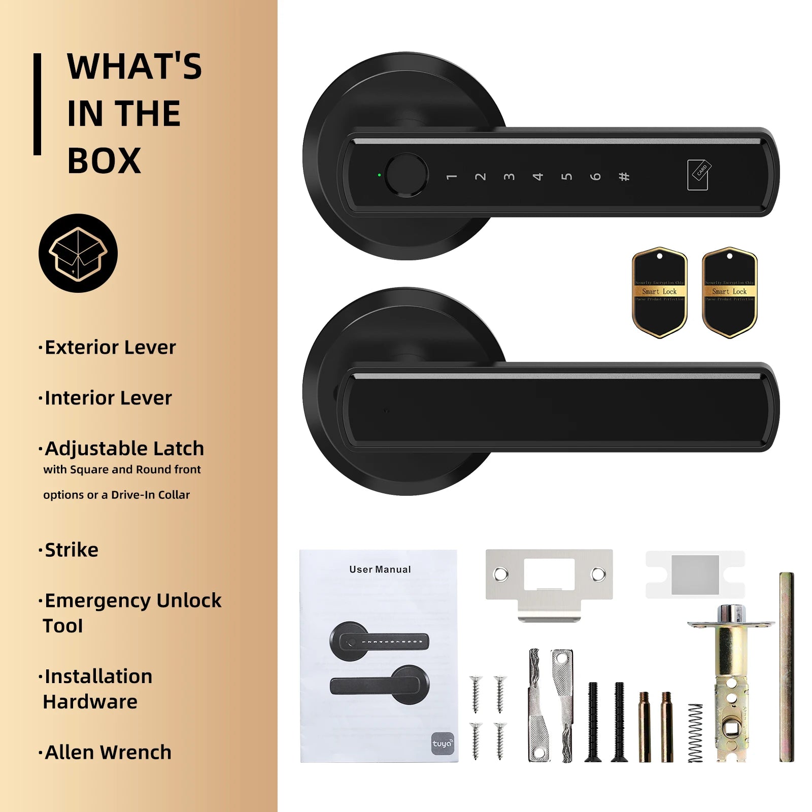 Smart Lock-Digital Electronic Fingerprint, Door Lock, App Control, Viladepot, TYPE-C Interface, Passcode, Unlock Electronic Touchscreen, Keypad