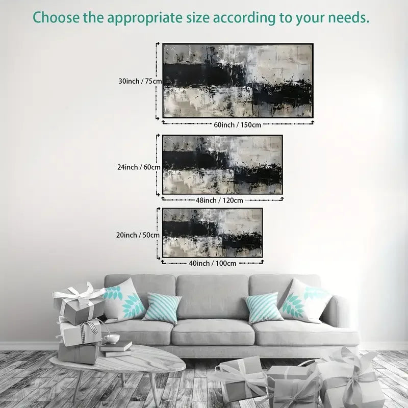 Canvas Wall Art – Modern Abstract Leaf Black & White Botanical Print with Sturdy Frame