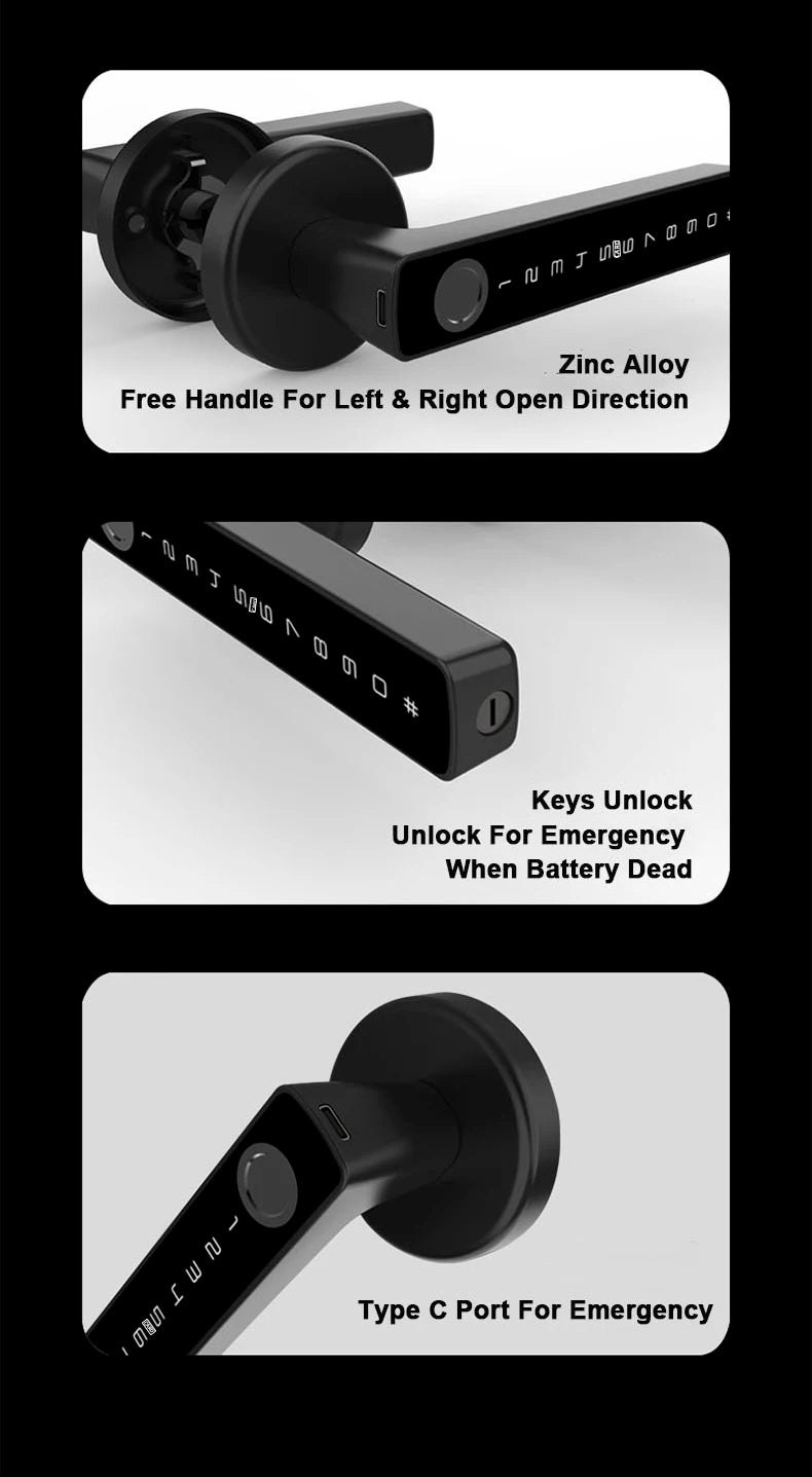 M5 Smart Fingerprint Door Lock by RAYKUBE with Tuya BLE – Password, Key, Card & App Unlock + Free US Delivery