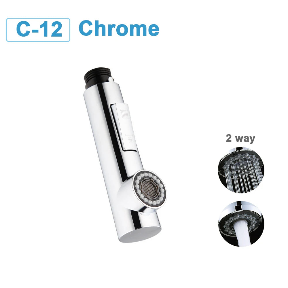 Kitchen Faucet-Head Pull Out Shower Nozzle, G1/2,  Sprayer Bathroom Sink Tap Replacement Accessory Black Silver Golden Head Aerator