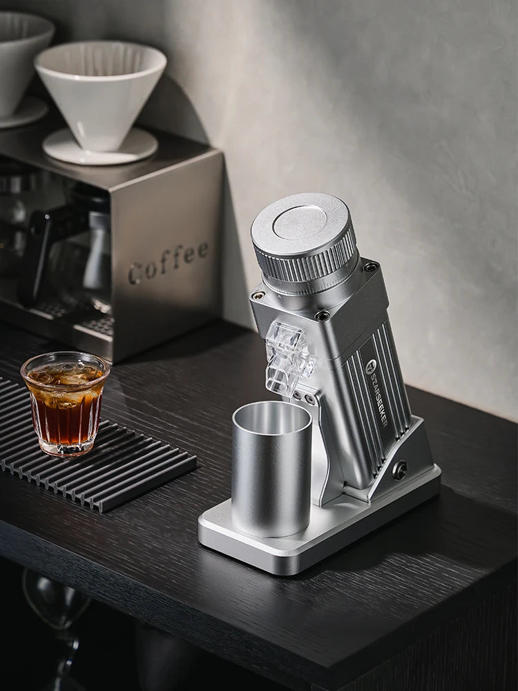 Electric Coffee Grinder-STARSEEKER E55Pro 55MM Titanium Cone Burr Stepless Adjustment Espresso Brew Coffee Bean Grinder Black/White