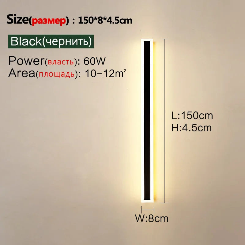 Outdoor Lighting: LED Wall/Long Wall Lamp - IP65 - Waterproof - corridor, staircase, balcony, entrance, villa