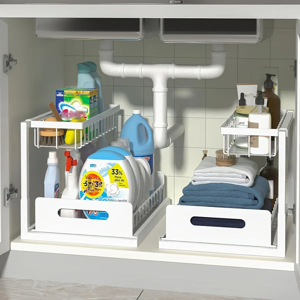 Kitchen Pull-out--Sliding Cabinet Rack, 1/2 pcs Metal Cabinet, Sorting Rack, Lower Sink Kitchen Storage