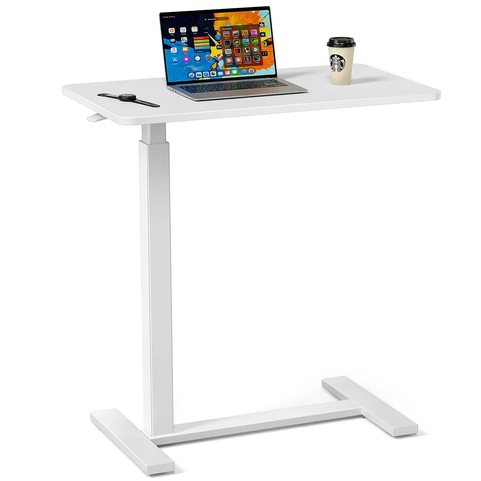 Accent Table-JHK Overbed Bedside Sofa Table with Hidden Wheels Adjustable Height Home Use Bed Table Laptop Mobile Standing Desk For Bedroom