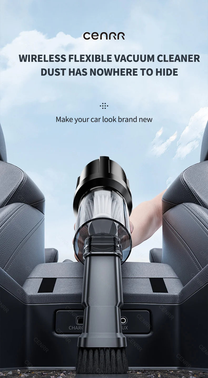 Vacuum - Portable (Cordless) Handheld by CENRR – Powerful Suction for Car Interiors & Home Use