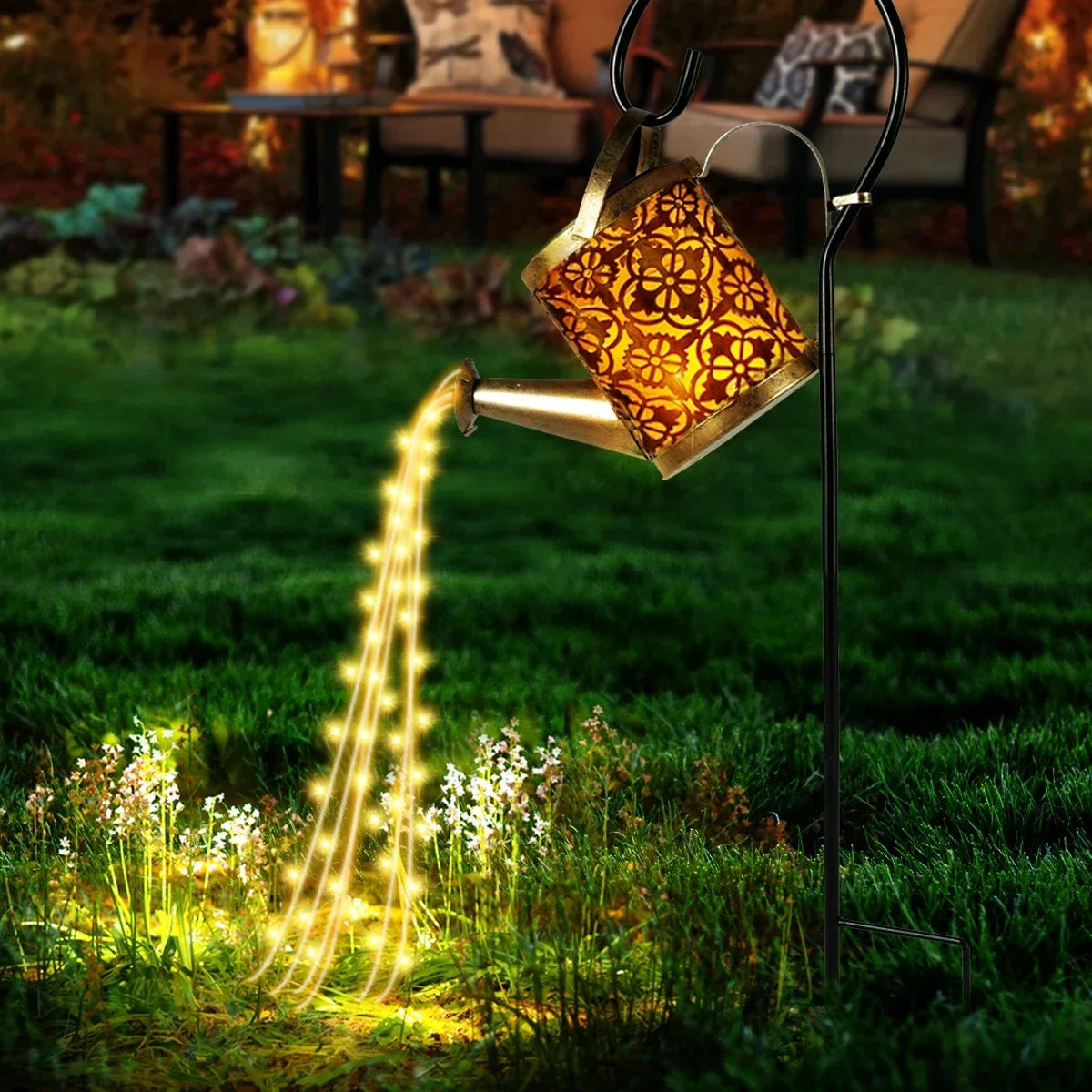 Solar-Powered LED Watering Can Lantern – Waterproof Hanging Kettle Light for Outdoor Garden & Lawn Decor