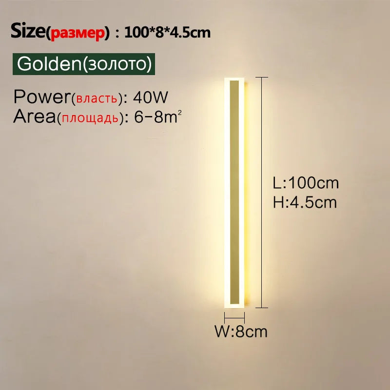 Outdoor Lighting: LED Wall/Long Wall Lamp - IP65 - Waterproof - corridor, staircase, balcony, entrance, villa