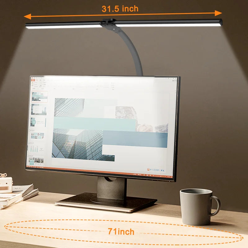 LED Desk Lamp-LAOPAO Double Head LED Desk Lamp Architect Desk Lamps, 24W Brightest, 5 Color Modes, 5 Dimmable, Eye Protection lamp