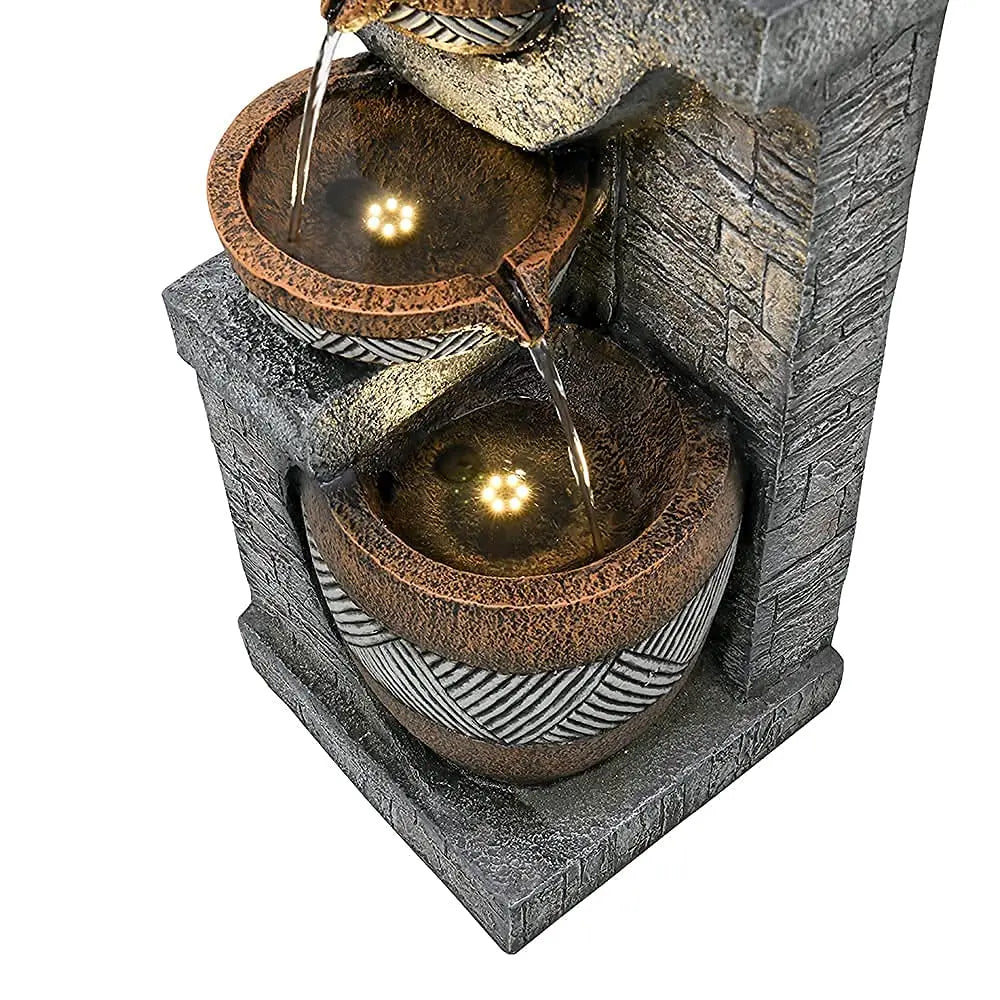 Water Fountain- 5-Tiers Indoor/Outdoor Water Fountain, 42.5 inches, Modern Floor-Standing Cascading Water Feature