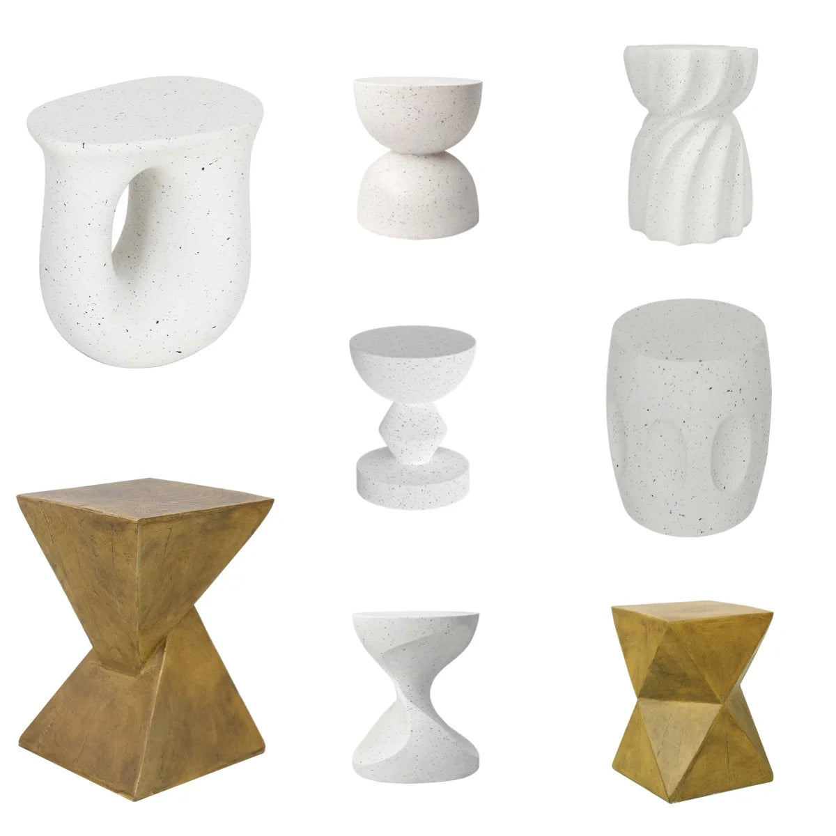 Accent Table-Modern Side Table, Indoor-Outdoor End Table, Lightweight Concrete Stool, Multiple Shapes