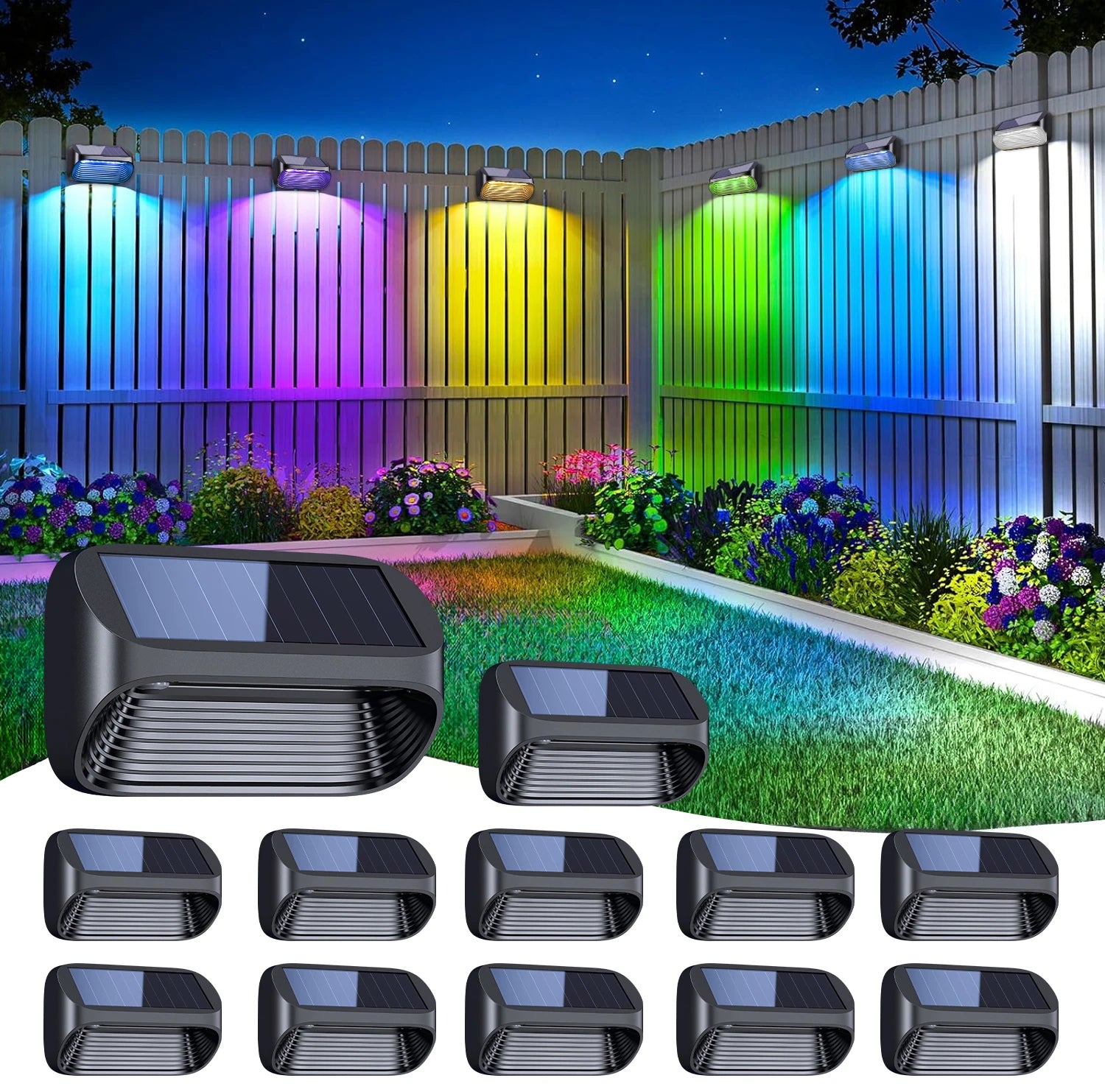 Solar-Powered LED Fence & Deck Lights (6 or 12 Pack) – Weatherproof Outdoor Wall Lighting for Patio & Yard