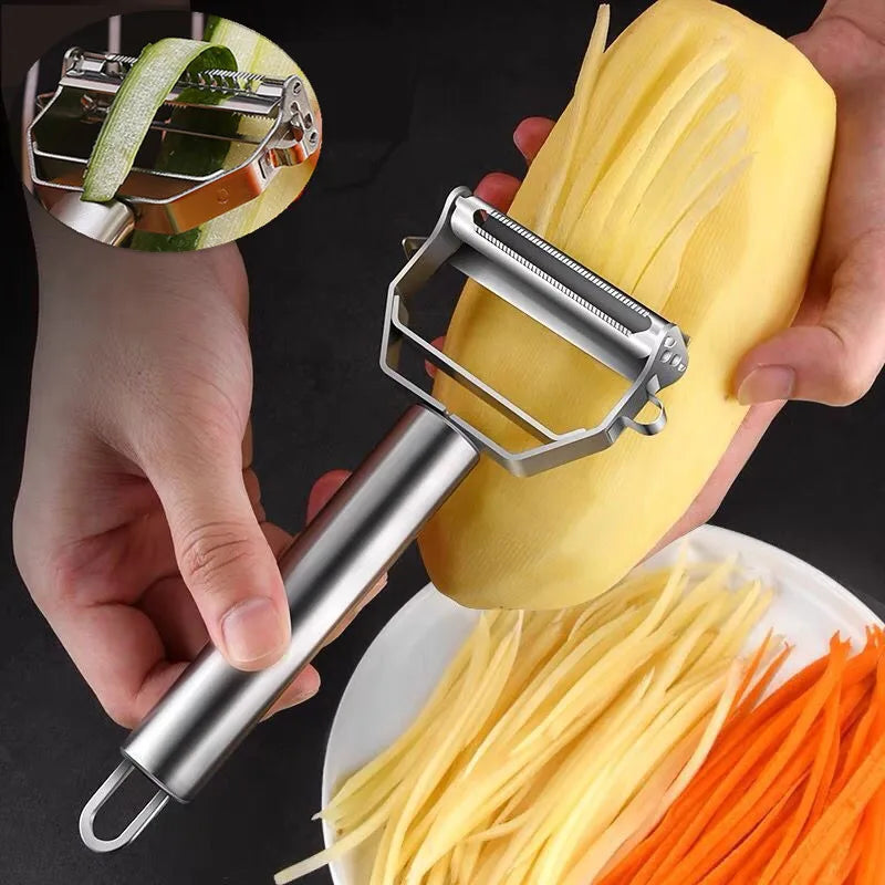 Home Kitchen: Utensil: Vegetable Peeler Stainless Steel Double-Head Peeler Multi-Function Fruit and Vegetable Peeler | Household Melon Planer